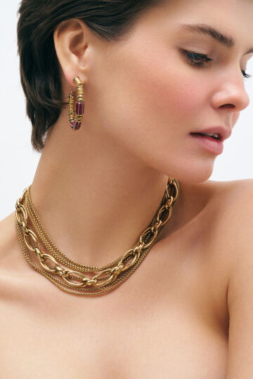 Comfort Gold Plated Glass Bead Hoop Pinned Earrings 