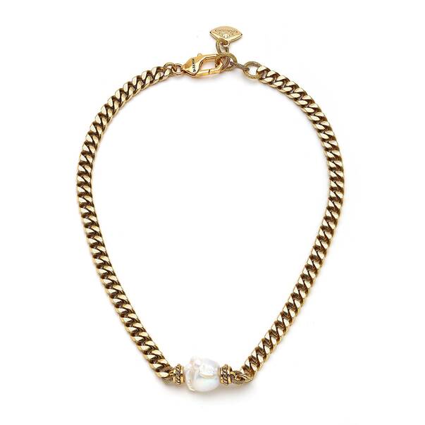 Compass Pearl Gold Plated Chain Necklace - 2