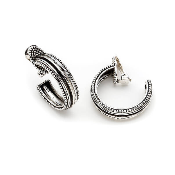 Contan Silver Plated Hoop Clip-On Earrings - 1
