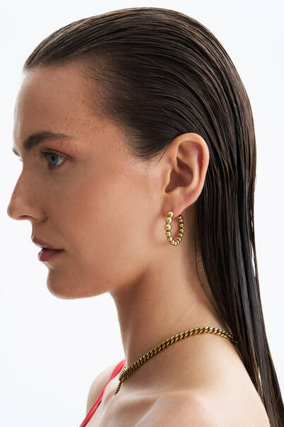 Coor Gold Plated Hood Pinned Earrings - 2