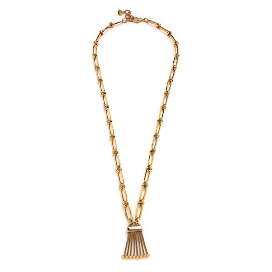 Cora Gold Plated Tassel Charm Chain Necklace 