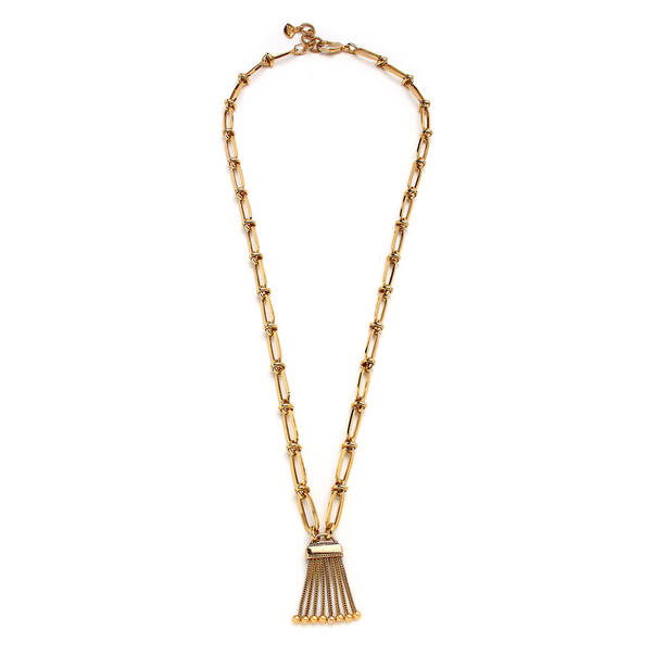 Cora Gold Plated Tassel Charm Chain Necklace - 1