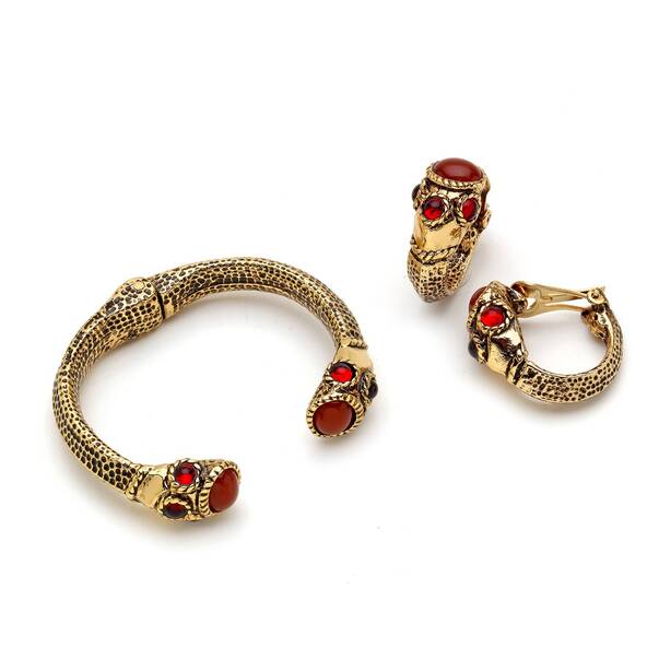 Coral Küpe Bilezik Set - 1
