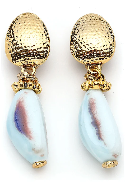 Coralyn Glass Bead Gold Plated Clip-On Earrings - 