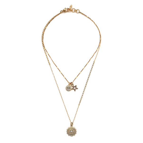 Cosmic Eye Star Charm Gold Plated Chain Necklace - 1