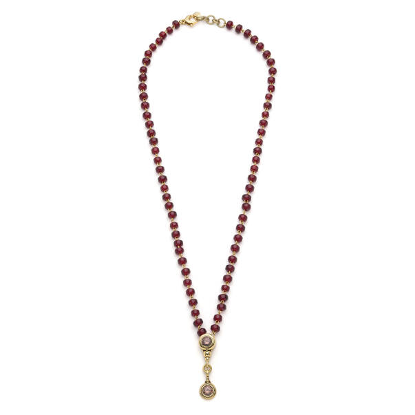 Cotto Zircon Charm Gold Plated Glass Bead Necklace - 1