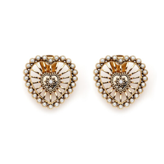 Crowned Heart Clip On Earrings - 