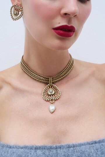 Crowned Heart İnci Kalp Klipsli Küpe - (1)