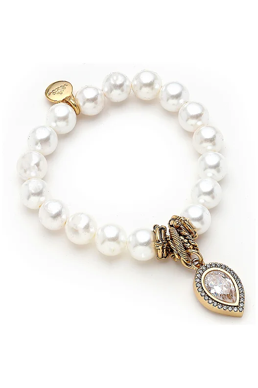 Crystal Drop Damla Zirkon Charm İnci Bilezik 