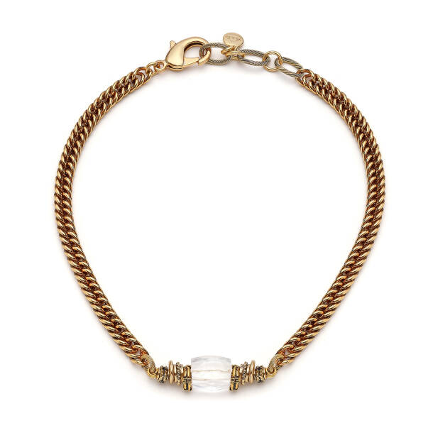 Crystal Link Gold Plated Chain Necklace - 1