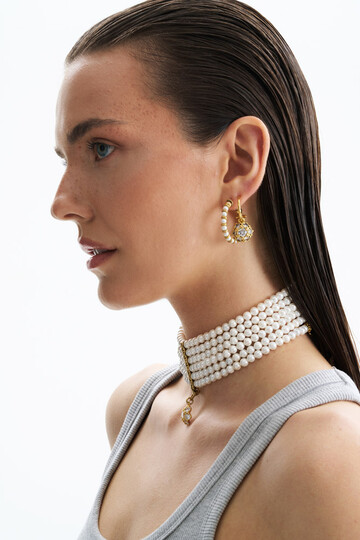 Crystie Zircon Charm Pinned Earring - (1)