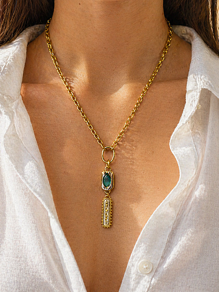 Cyrene Eye Charm Gold Plated Chain Necklace - 4