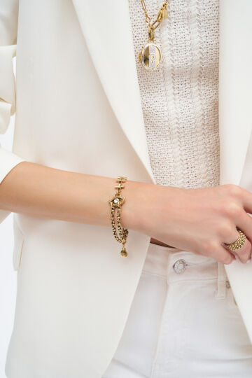 Dahlia Gold Plated Eye Charm Chain Bracelet - (1)