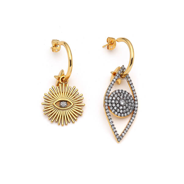Dakota Gold Plated Eye,Sun Charm Pins Earrings - 1
