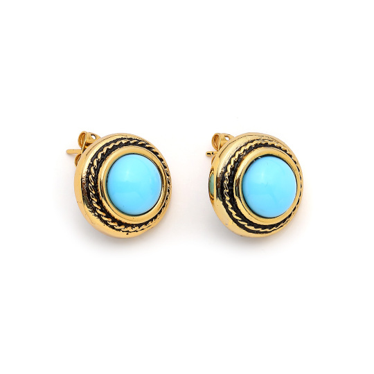 Deep Start Gold Plated Pinned Earrings 