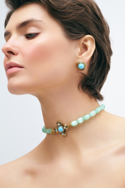 Deep Start Gold Plated Pinned Earrings - 2