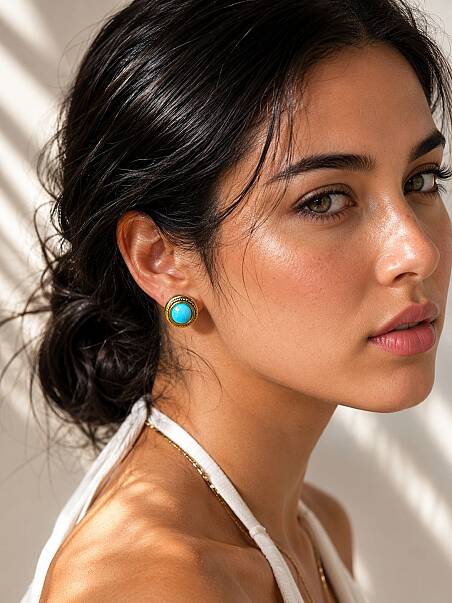 Deep Start Gold Plated Pinned Earrings - 5