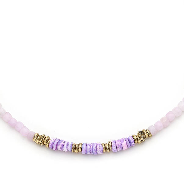 Desert Rose Seashell, Amethyst Natural Stone Necklace - 2