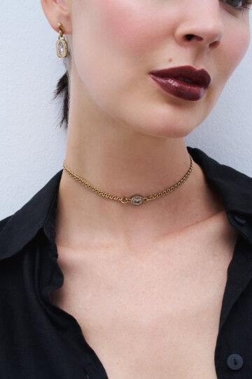 Dewdrop Zircon Drop Charm Chain Necklace - (1)