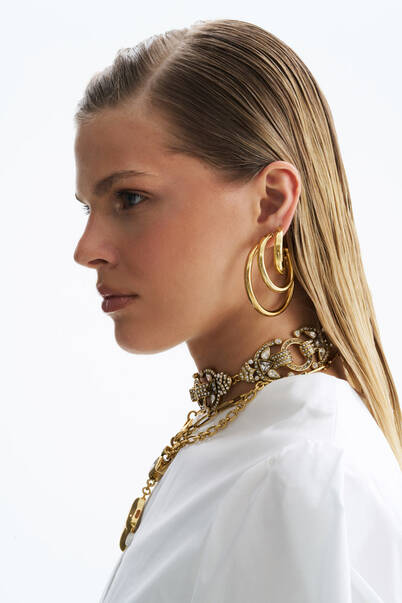 Dezzla Gold Plated Hoop Pinned Earrings - 2