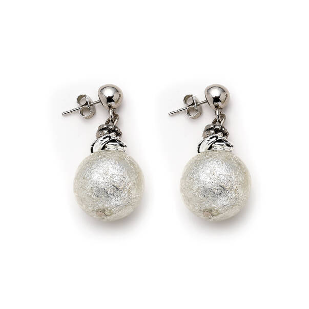 Disco Bowl Silver Plated Pinned Earrings - 1
