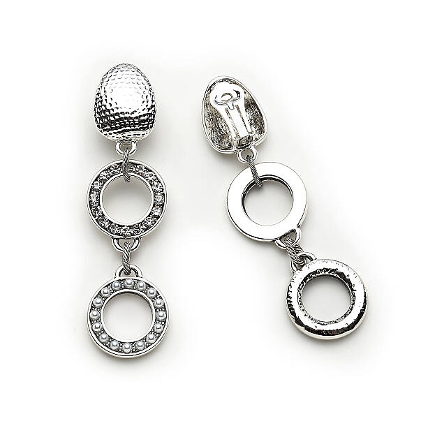 Disco Halka Charm Gümüş Kaplama Klipsli Küpe - 3