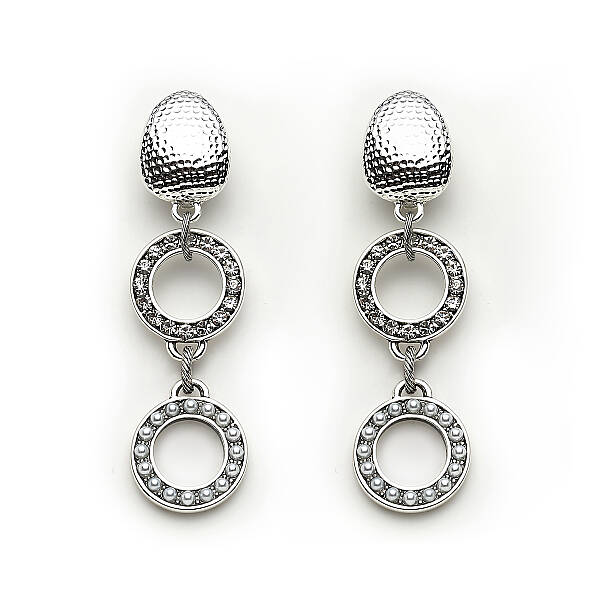 Disco Hoop Charm Silver Plated Clip-On Earrings - 1