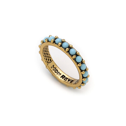 Dotted Turquise Gold Plated Ring 