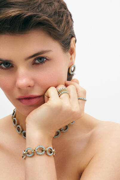 Dotted Turquise Gold Plated Ring - 2