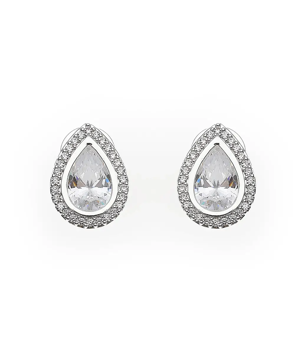 Drops of Light Silver Plated Pinned Earrings