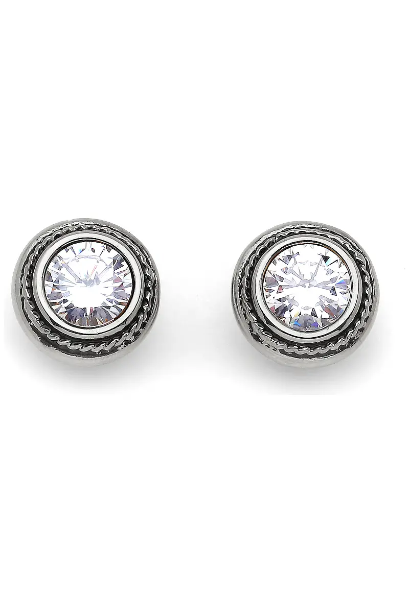 Duches Zircon Silver Plated Pinned Earrings