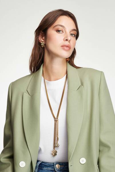 Duo Altın Kaplama Charm Zincir Kolye - 4