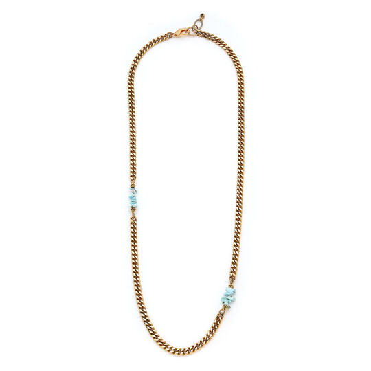 Dusk Larimar Altın Kaplama Zincir Kolye 