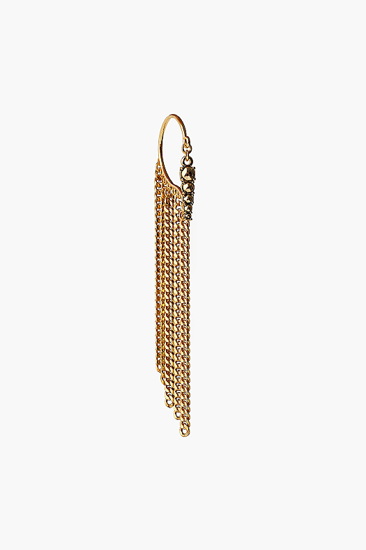Dynasty Gold Plated Chain Tassel Earrings - (1)