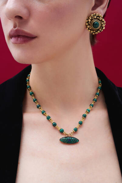 Earth Song Eye Charm Malachite Necklace - 2