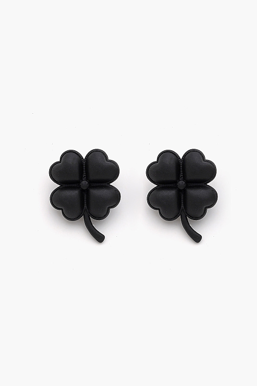 Echo Black-Plated Clover Earrings - 