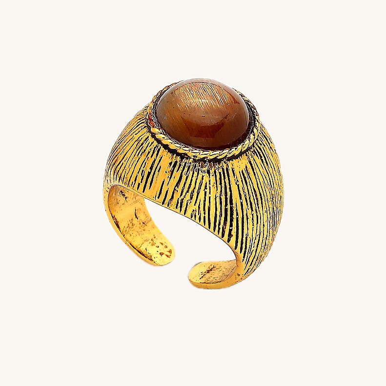 Eclipse Gold-Plated Cat's Eye Stone Ring - (1)