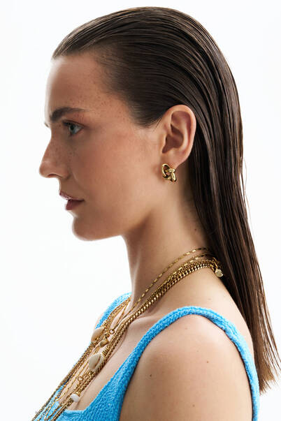 EClip-Ontic Gold Plated Spiral Stud Earrings - 3