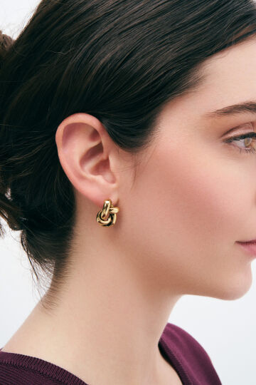 EClip-Ontic Gold Plated Spiral Stud Earrings - (1)