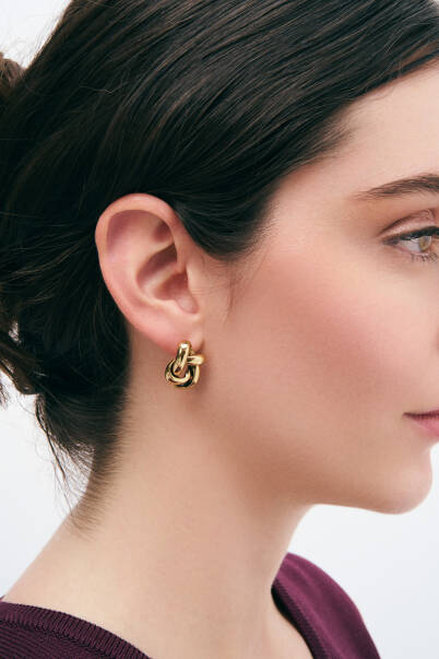 EClip-Ontic Gold Plated Spiral Stud Earrings - 2
