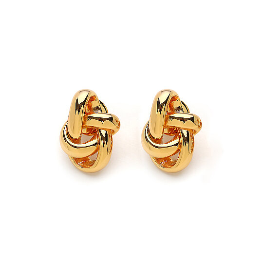 EClip-Ontic Gold Plated Spiral Stud Earrings - 