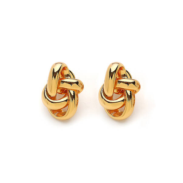 EClip-Ontic Gold Plated Spiral Stud Earrings - 1