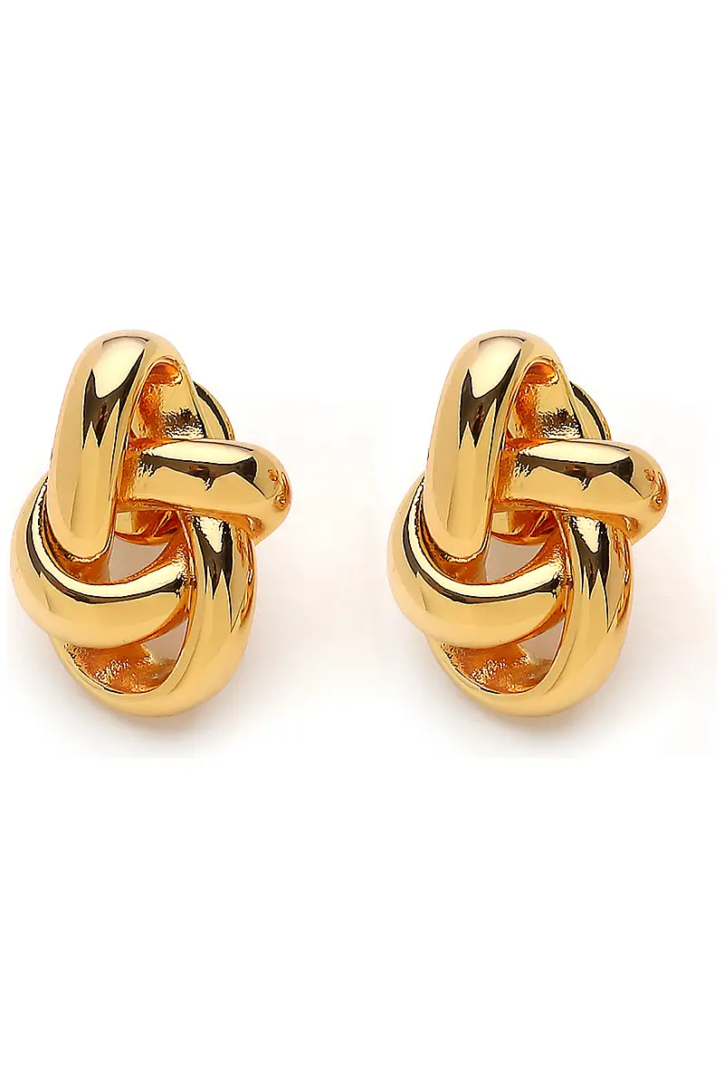 EClip-Ontic Gold Plated Spiral Stud Earrings