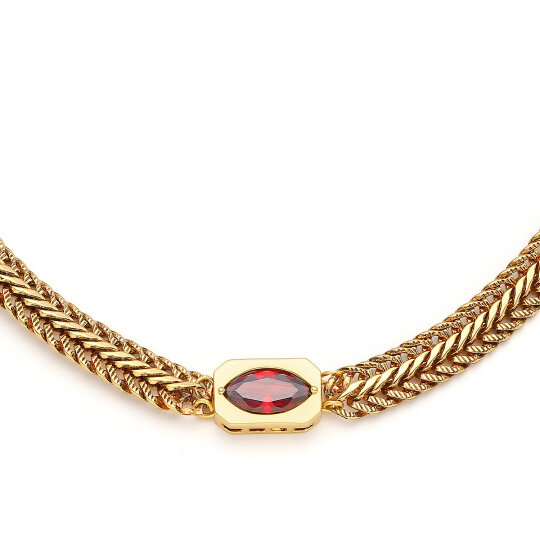 Elara Zircon Eye Charm Gold Plated Chain Necklace - (1)