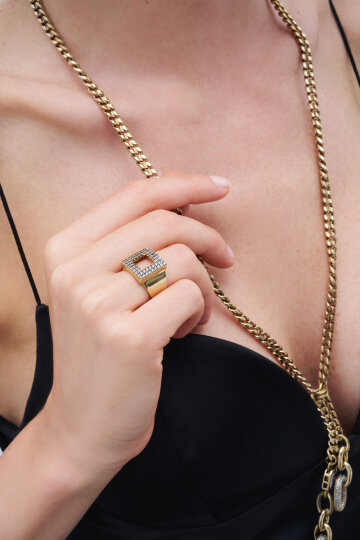Elara Zircon Gold Plated Square Ring - (1)