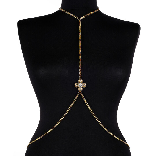 Eleanor Gold Plated Clover Charm Body Chain - (1)