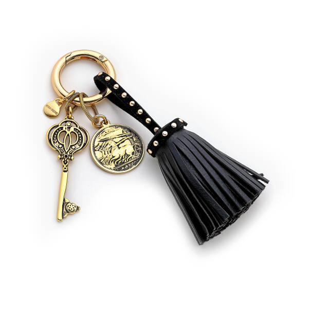 Elegant Siyah Püskül Anahtar Charm Çanta Aksesuarı - 1