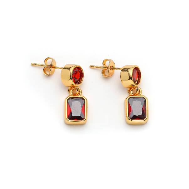 Elior Zircon Stone Gold Plated Pinned Earring - 1