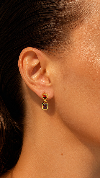 Elior Zircon Stone Gold Plated Pinned Earring - 3