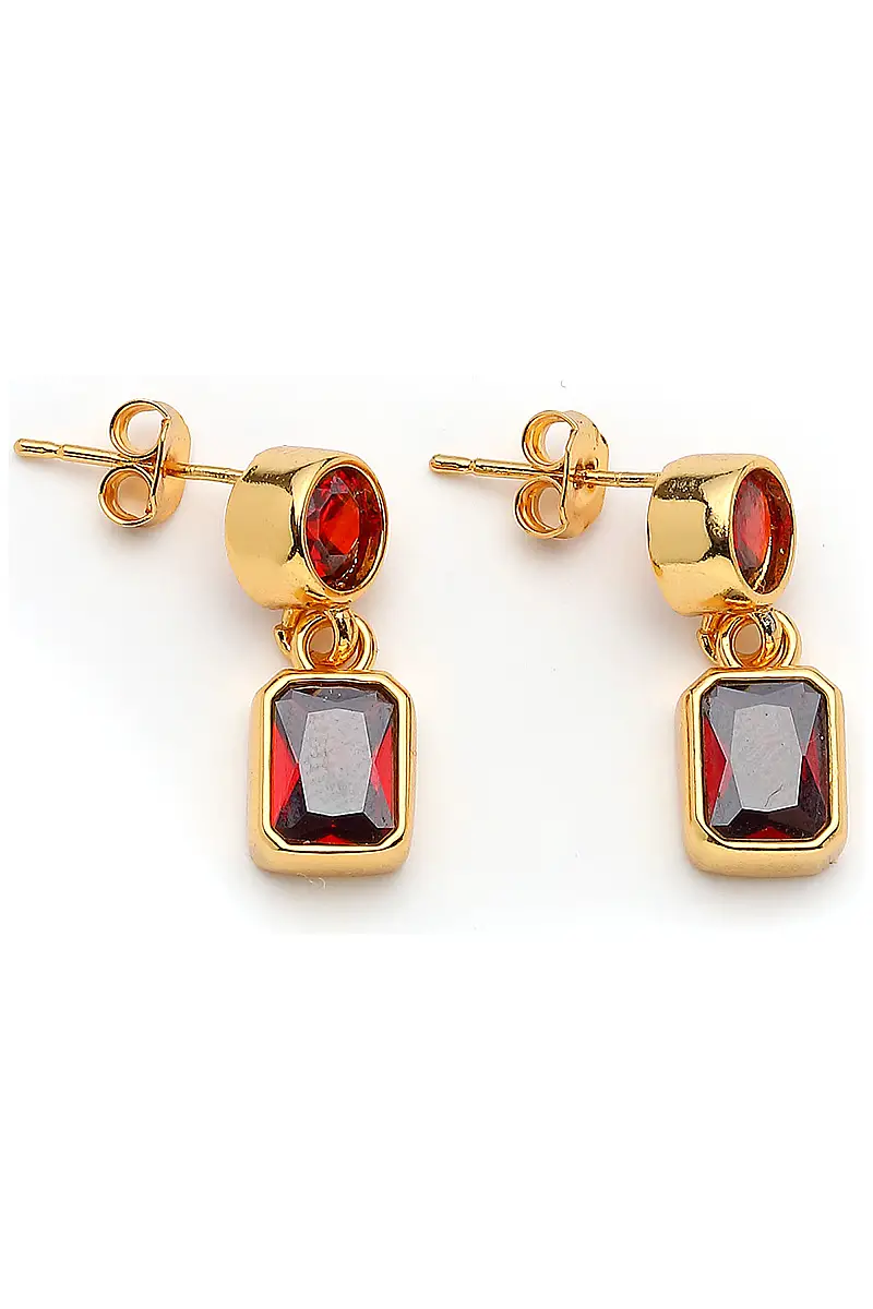 Elior Zircon Stone Gold Plated Pinned Earring